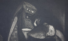 Load image into Gallery viewer, Clayton V. Fowler. King Melchizedek and Abraham. intaglio print. 1948.
