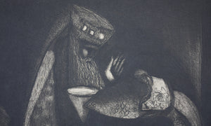 Clayton V. Fowler. King Melchizedek and Abraham. intaglio print. 1948.