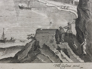 Hendrick van Cleve III, after. View of Liège.Engraving by Philips Galle. 1557-1612.