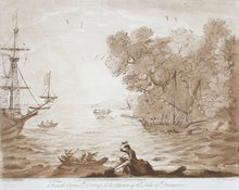 Load image into Gallery viewer, Claude Lorrain, after. Coast Scene with Artist Drawing. Etching by Richard Earlom. 1776.
