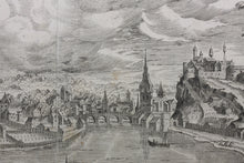 Load image into Gallery viewer, Hendrick van Cleve III, after. View of Liège.Engraving by Philips Galle. 1557-1612.
