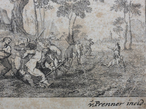 Pieter Snayers, after. A Village Scene with Peasants Fighting. etching Anton Joseph Prenner