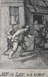 Pieter Snayers, after. A Village Scene with Peasants Fighting. etching Anton Joseph Prenner