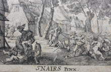 Load image into Gallery viewer, Pieter Snayers, after. A Village Scene with Peasants Fighting. etching Anton Joseph Prenner
