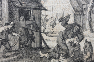 Pieter Snayers, after. A Village Scene with Peasants Fighting. etching Anton Joseph Prenner