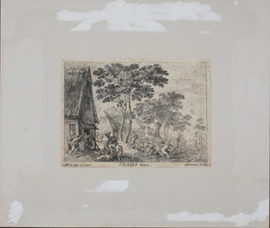 Pieter Snayers, after. A Village Scene with Peasants Fighting. etching Anton Joseph Prenner