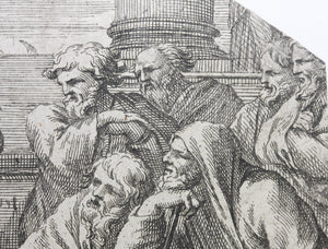 Raphael, after. Saint Paul preaching to the Corinthians. Etching by Gérard Audran. XVII C.