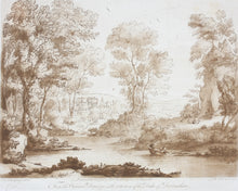 Load image into Gallery viewer, Claude Lorrain, after. Landscape with Cupid and Psyche. Etching by Richard Earlom. 1776.

