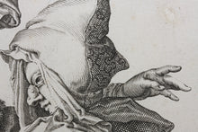 Load image into Gallery viewer, Jacques de Gheyn II. A Woman Dressed Festively, A Man In A Cape And A Masked Man. Engraving. 1595-1596.
