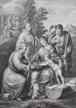 Load image into Gallery viewer, Bartolomeo Ramenghi, after. Francesco Rosaspina, after. Holy Family with Saints. Etching by Giuseppe Asioli. 1830.
