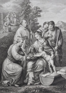 Bartolomeo Ramenghi, after. Francesco Rosaspina, after. Holy Family with Saints. Etching by Giuseppe Asioli. 1830.
