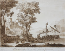 Load image into Gallery viewer, Claude Lorrain, after. The landing of Aeneas in Italy. Etching by Richard Earlom. 1777.
