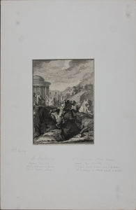 Benjamin Samuel Bolomey, after. Voluntary devotion of Curtius. Engraving by Pierre François Tardieu. c. 1791.