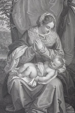 Load image into Gallery viewer, Titian, after. Mater Salvatoris. Engraving by Aronne Mauri.

