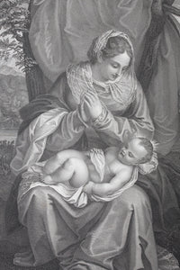 Titian, after. Mater Salvatoris. Engraving by Aronne Mauri.