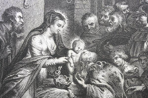 Peter Paul Rubens, after. Lucas Vorsterman the Elder, after. Adoration of the Magi. Engraving by John Charles Bromley. 1826.