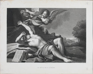 Guercino, after. Vision of St Jerome. Engraving by Bernard Antoine Nicollet. ca. 1800-1807