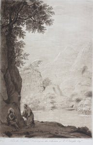 Claude Lorrain, after. A Landscape - Christ tempted. Etching by Richard Earlom. 1802.