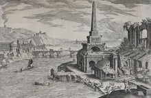 Load image into Gallery viewer, Hendrick van Cleve, after. Landscape with obelisk. Engraving by Adriaen Collaert. 1587
