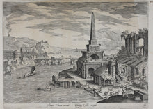 Load image into Gallery viewer, Hendrick van Cleve, after. Landscape with obelisk. Engraving by Adriaen Collaert. 1587
