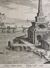 Load image into Gallery viewer, Hendrick van Cleve, after. Landscape with obelisk. Engraving by Adriaen Collaert. 1587
