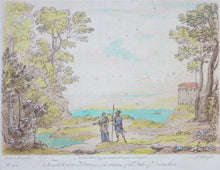 Load image into Gallery viewer, Claude Lorrain, after. The Cumaean Sibyl conducting Aeneas to the infernal Shades. Etching by Richard Earlom. Hand-colored. 1777.
