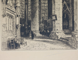 Charles Pinet. Interior of the Chartres Cathedral. Etching. 1920th.