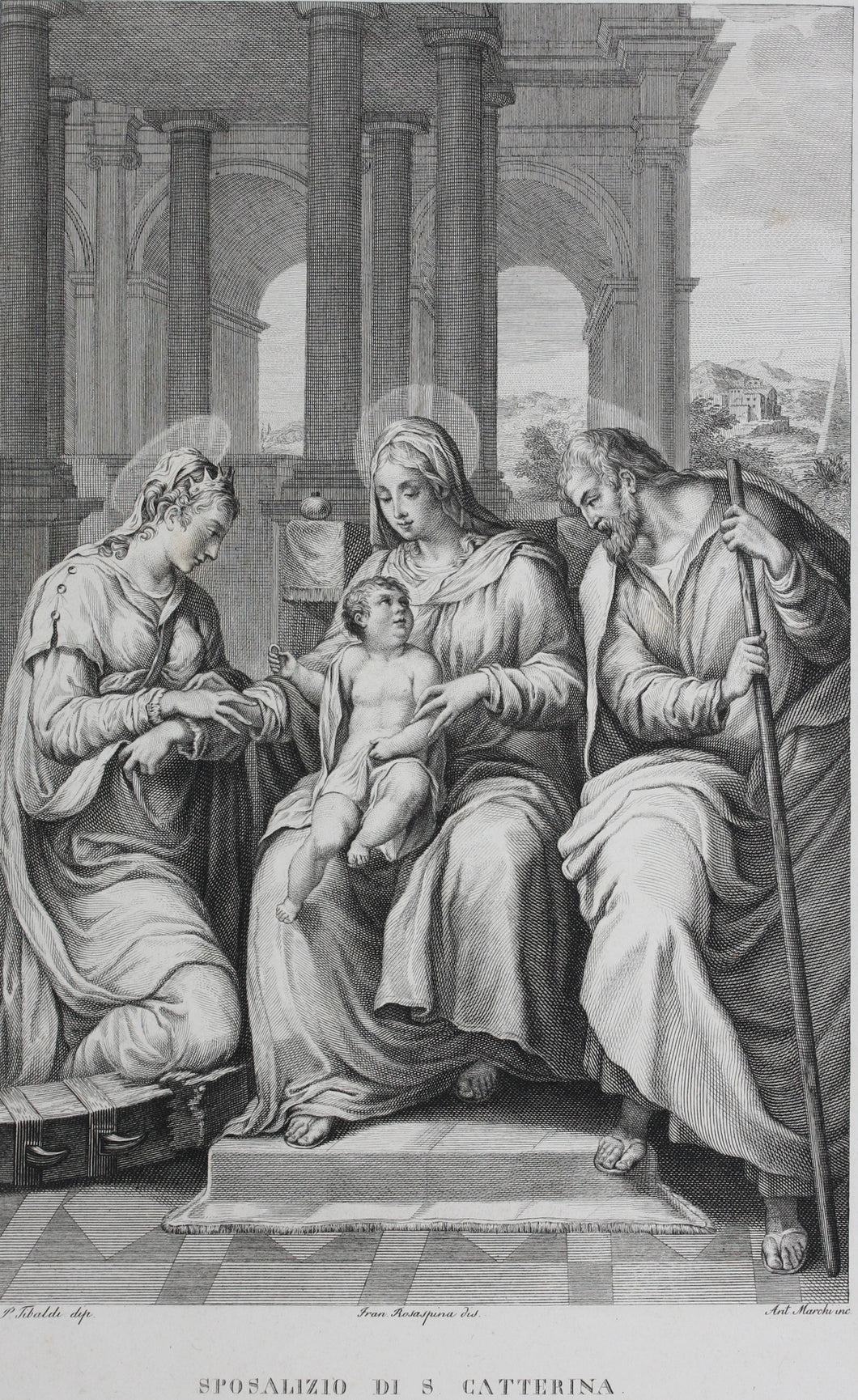 Pellegrino Tibaldi, after. Francesco Rosaspina, after. Marriage of S. Catterina. Etching by Antonio Marchi. 1830.
