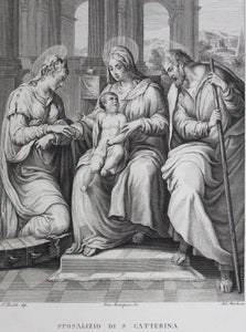 Pellegrino Tibaldi, after. Francesco Rosaspina, after. Marriage of S. Catterina. Etching by Antonio Marchi. 1830.