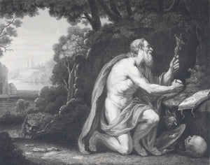 Domenichino, after. Saint Jerome. Engraving by Jean Marie Leroux. 1839-1847.
