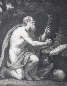Domenichino, after. Saint Jerome. Engraving by Jean Marie Leroux. 1839-1847.