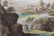 Load image into Gallery viewer, Claude Lorrain, after. A View of a mountainous and rocky Country. Etching by Richard Earlom. Hand-colored. 1775.
