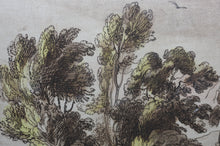 Load image into Gallery viewer, Claude Lorrain, after. A View of a mountainous and rocky Country. Etching by Richard Earlom. Hand-colored. 1775.
