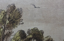 Load image into Gallery viewer, Claude Lorrain, after. A View of a mountainous and rocky Country. Etching by Richard Earlom. Hand-colored. 1775.
