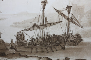 Claude Lorrain, after. The landing of Aeneas in Italy. Etching by Richard Earlom. 1777.