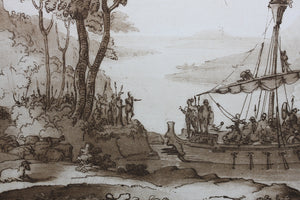 Claude Lorrain, after. The landing of Aeneas in Italy. Etching by Richard Earlom. 1777.