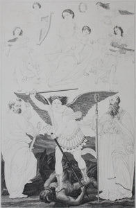 Girolamo da Cotignola, after. [Francesco Rosaspina, after]. The Virgin Mary with the Christ Child, St. John the Baptist, St. Francis of Assisi and St. Bernardino of Siena. Etching in the early intermediate state, artist's proof by Antonio Marchi. 1830.