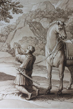 Load image into Gallery viewer, Claude Lorrain, after. A Landscape with St. Eustace. Etching by Richard Earlom. 1802.

