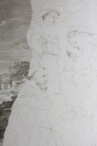 Innocenzo Da Imola, after. [Francesco Rosaspina, after]. Enthroned Madonna and Child, and saints Michael, Peter, and Benedictus. Etching in the early intermediate state, artist's proof by Antonio Marchi. 1830.