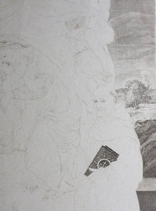 Innocenzo Da Imola, after. [Francesco Rosaspina, after]. Enthroned Madonna and Child, and saints Michael, Peter, and Benedictus. Etching in the early intermediate state, artist's proof by Antonio Marchi. 1830.