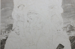 Innocenzo Da Imola, after. [Francesco Rosaspina, after]. Enthroned Madonna and Child, and saints Michael, Peter, and Benedictus. Etching in the early intermediate state, artist's proof by Antonio Marchi. 1830.