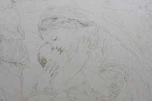 Innocenzo Da Imola, after. [Francesco Rosaspina, after]. Enthroned Madonna and Child, and saints Michael, Peter, and Benedictus. Etching in the early intermediate state, artist's proof by Antonio Marchi. 1830.