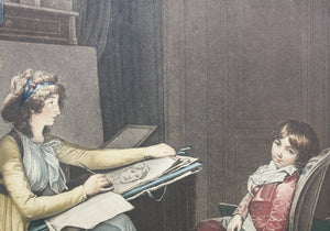 ﻿Louis Léopold Boilly, after. The Drawing Lesson. Engraving by J.-Frédéric Cazenave. c. 1796.
