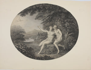 Giovanni Battista Cipriani, after. Adam and Eve in Paradise. Engraving by Francesco Bartolozzi. 1790.