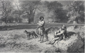 Eugène Prosper Leroux. Gurth et Wamba (Ivanhoé). Lithograph. 1850.