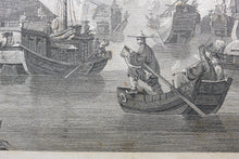 Load image into Gallery viewer, William Alexander, after. Chinese Barges of the Embassy passing under a Bridge. Engraving by William Byrne. 1796.
