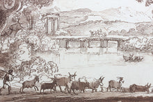 Load image into Gallery viewer, Claude Lorrain, after. Pastoral Landscape. Etching by Richard Earlom. 1776.
