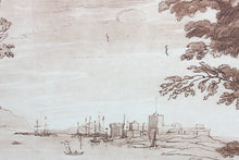 Load image into Gallery viewer, Claude Lorrain, after. Coast Scene with the Battle on the Bridge. Etching by Richard Earlom. 1776.
