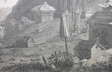Load image into Gallery viewer, William Alexander, after. View of the Tower of the Thundering Winds on the borders of the Lake See-Hoo, taken from the Vale of Tombs. Engraving by John George Landseer &amp; T. Shirt. 1796.

