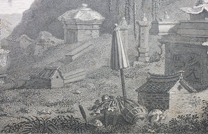 William Alexander, after. View of the Tower of the Thundering Winds on the borders of the Lake See-Hoo, taken from the Vale of Tombs. Engraving by John George Landseer & T. Shirt. 1796.